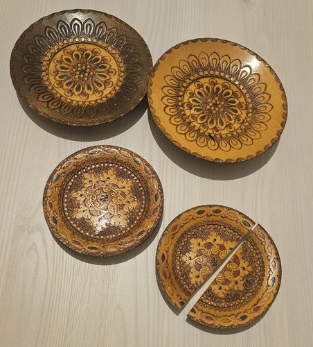 Vintage holzteller polen - 4x,