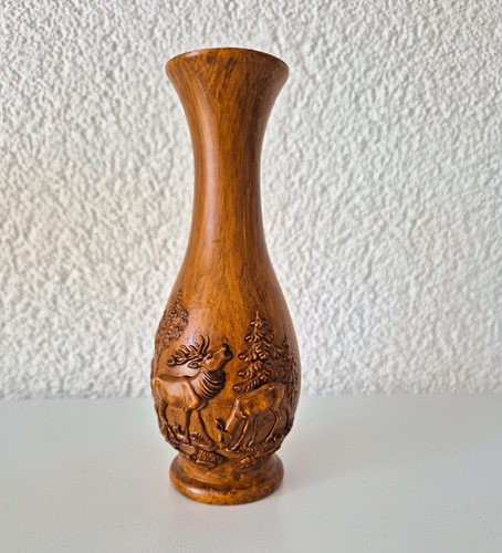 Holzvase braun geschnitzt - braun,,