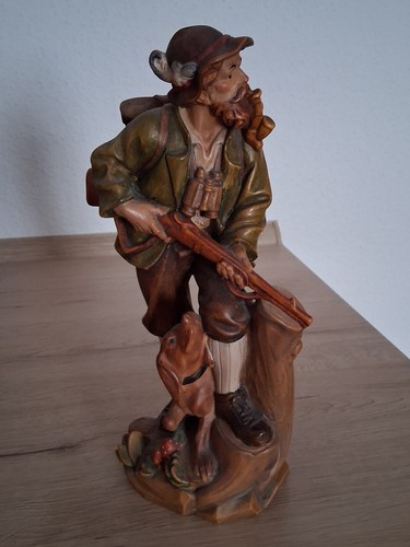 Holzfigur jäger mit hund - jäger,