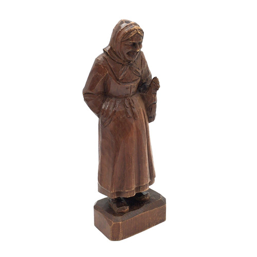 Alte holzfigur bäuerin mit - bäuerin,