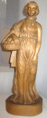 Holzfigur geschnitzt frau mit - holzfigur,