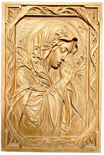 Holzrelief madonna betend - holzrelief,