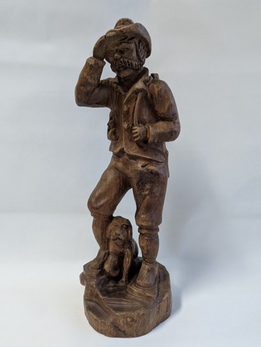 Holzfigur jäger mit hund und - holzfigur,