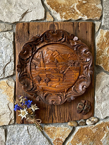 Handgeschnitztes holz relief - handgeschnitztes,