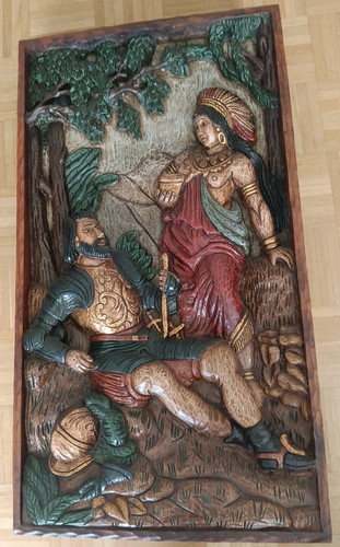 Holzrelief massiv pocahontas - massiv, "pocahontas
